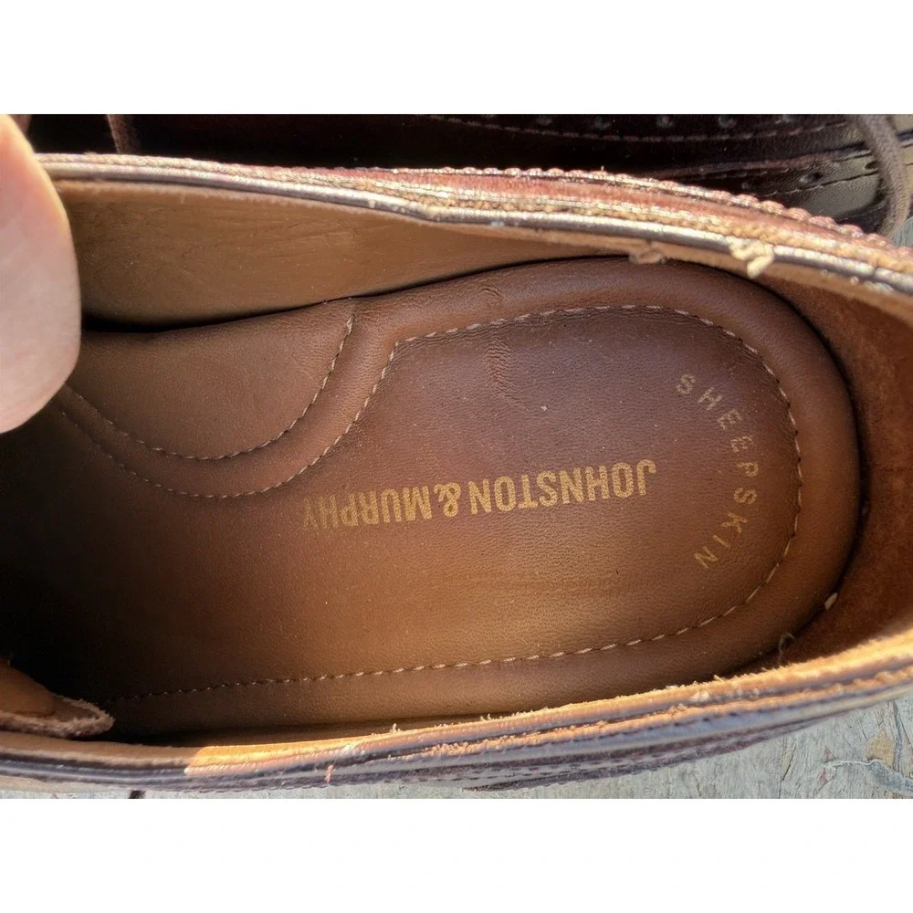 Johnston & Murphy 9.5M Brown Leather Oxford Dress Shoes‎ Mens